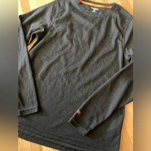 Omni-Wool Mens Long Sleeve Top Size Small Black Wool Blend Crew Neck Base Layer